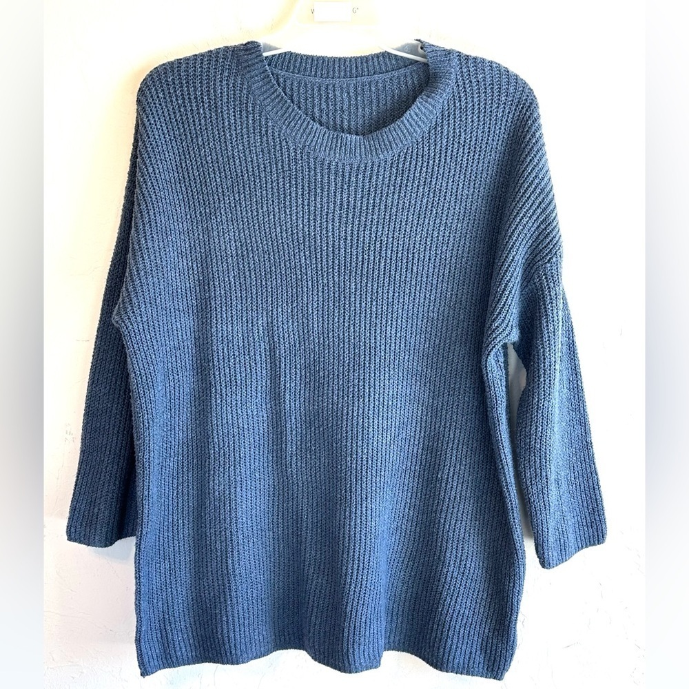 SHEIN Steel Blue Crew Neck Pullover Comfy Lightweight Career Sweater Sz 1X